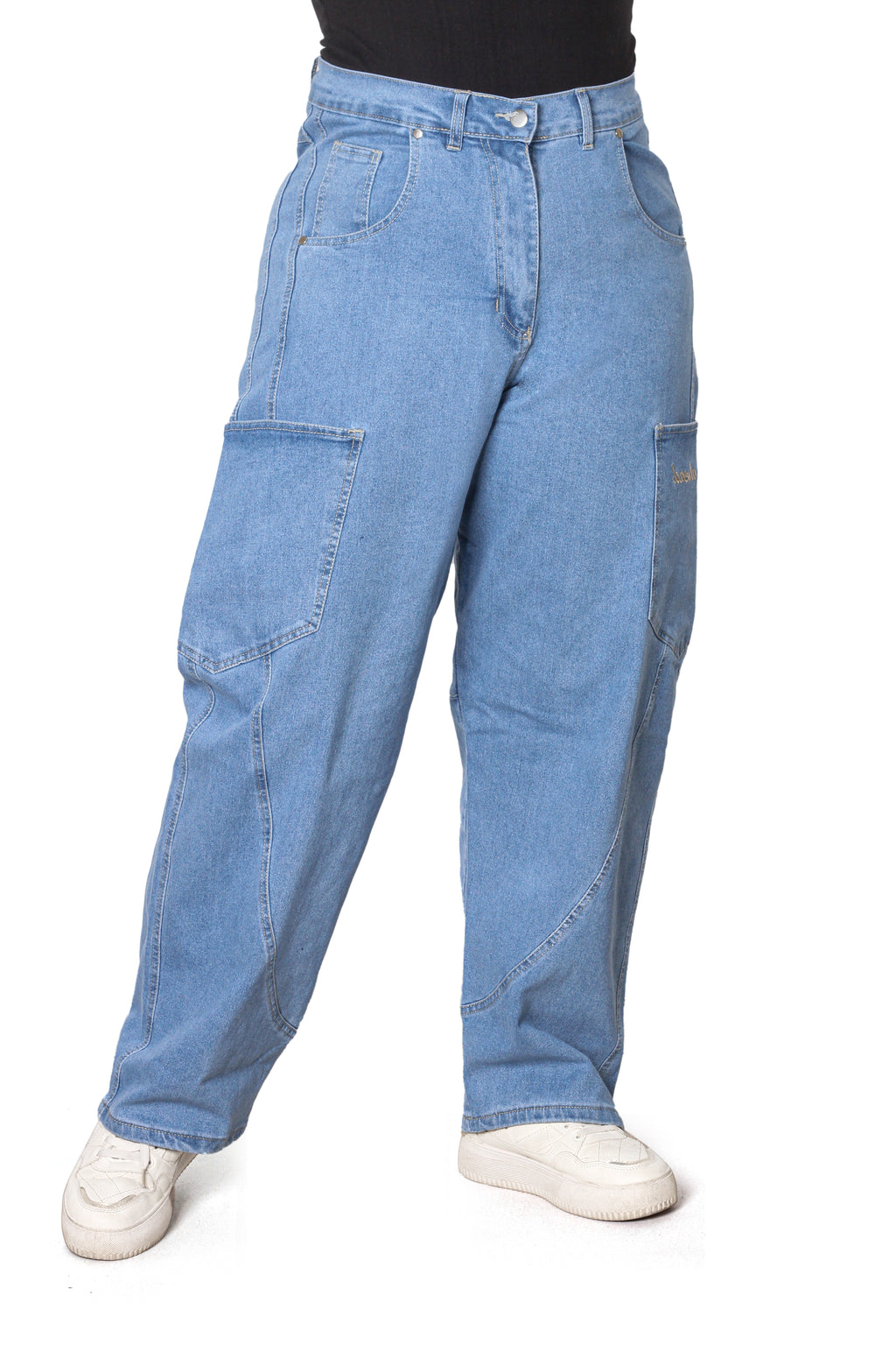 Urban Edge Cargo Jeans – Light Wash Blue