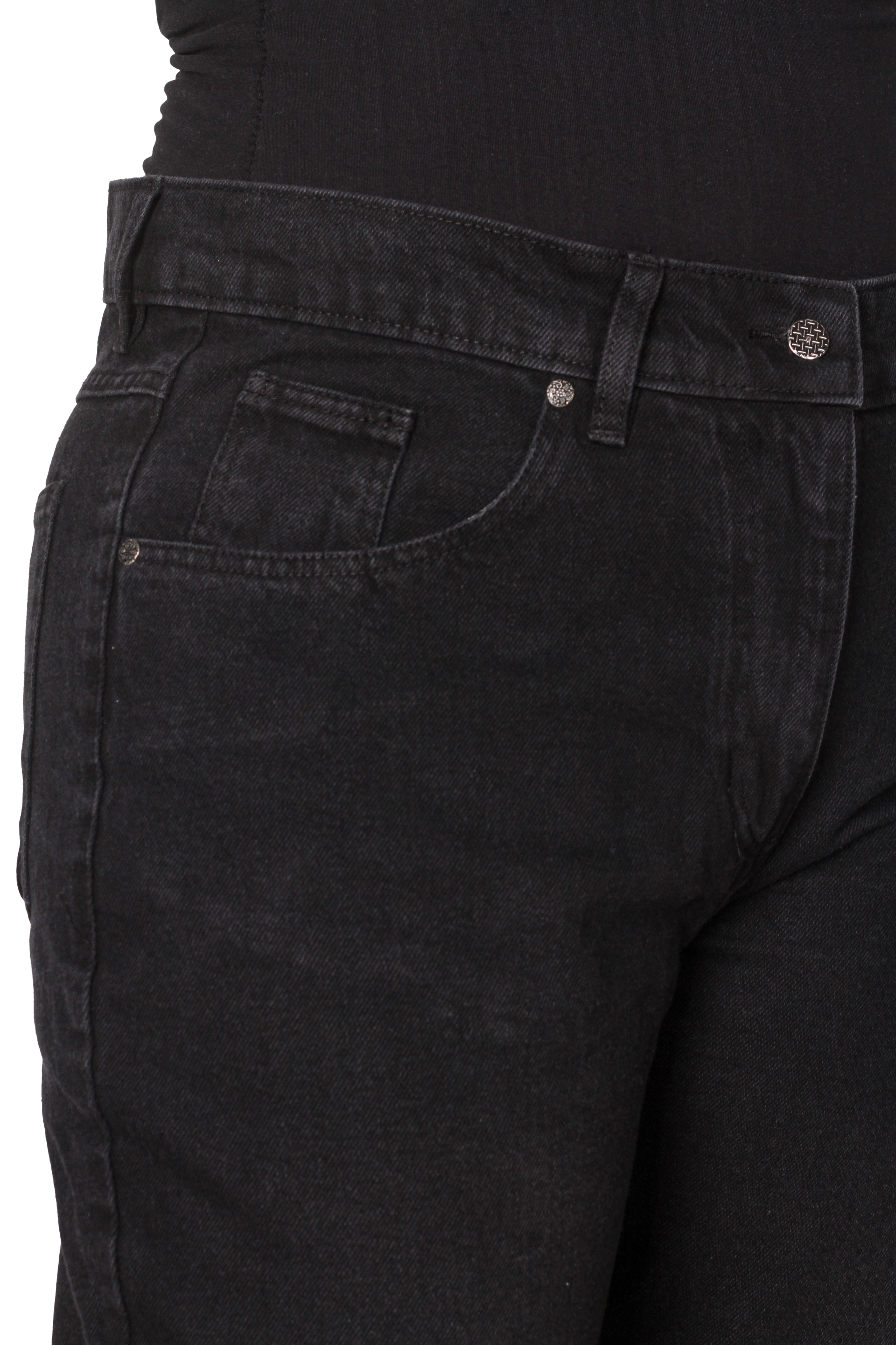 Essential High-Waisted Relaxed Fit Jeans - Charcoal Black