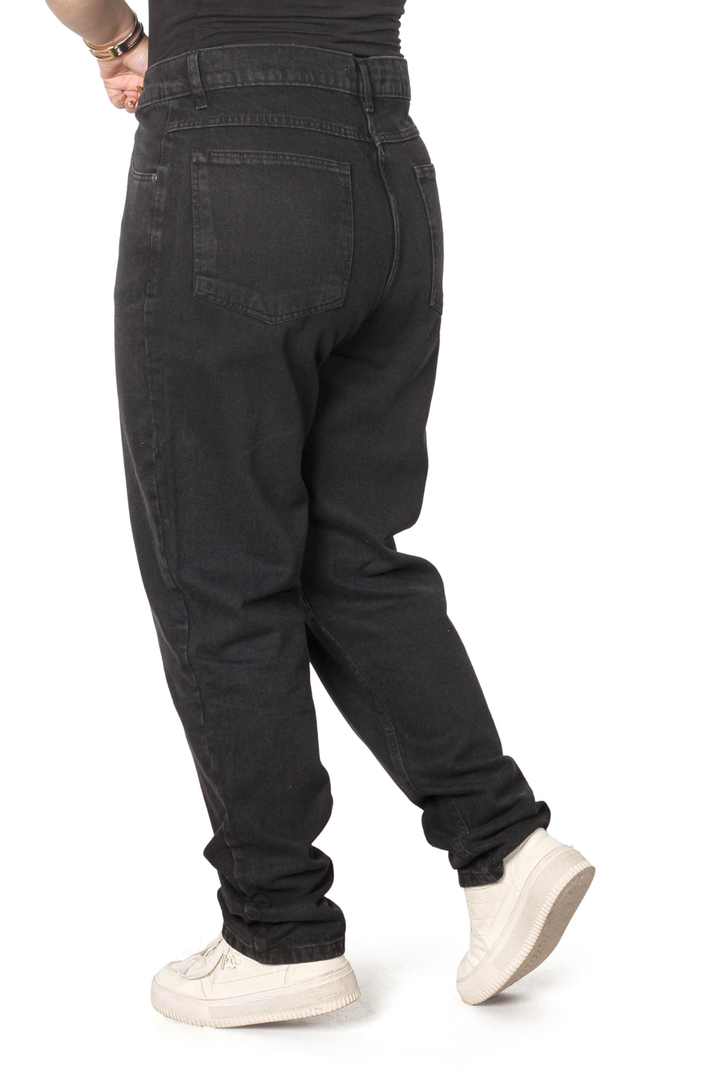 Essential High-Waisted Relaxed Fit Jeans - Charcoal Black