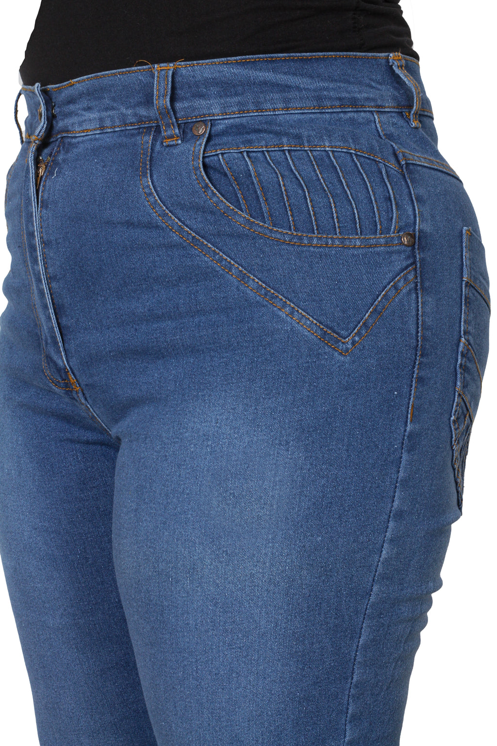 Women’s High-Waisted Straight Leg Jeans with Pleated Pocket Detail
