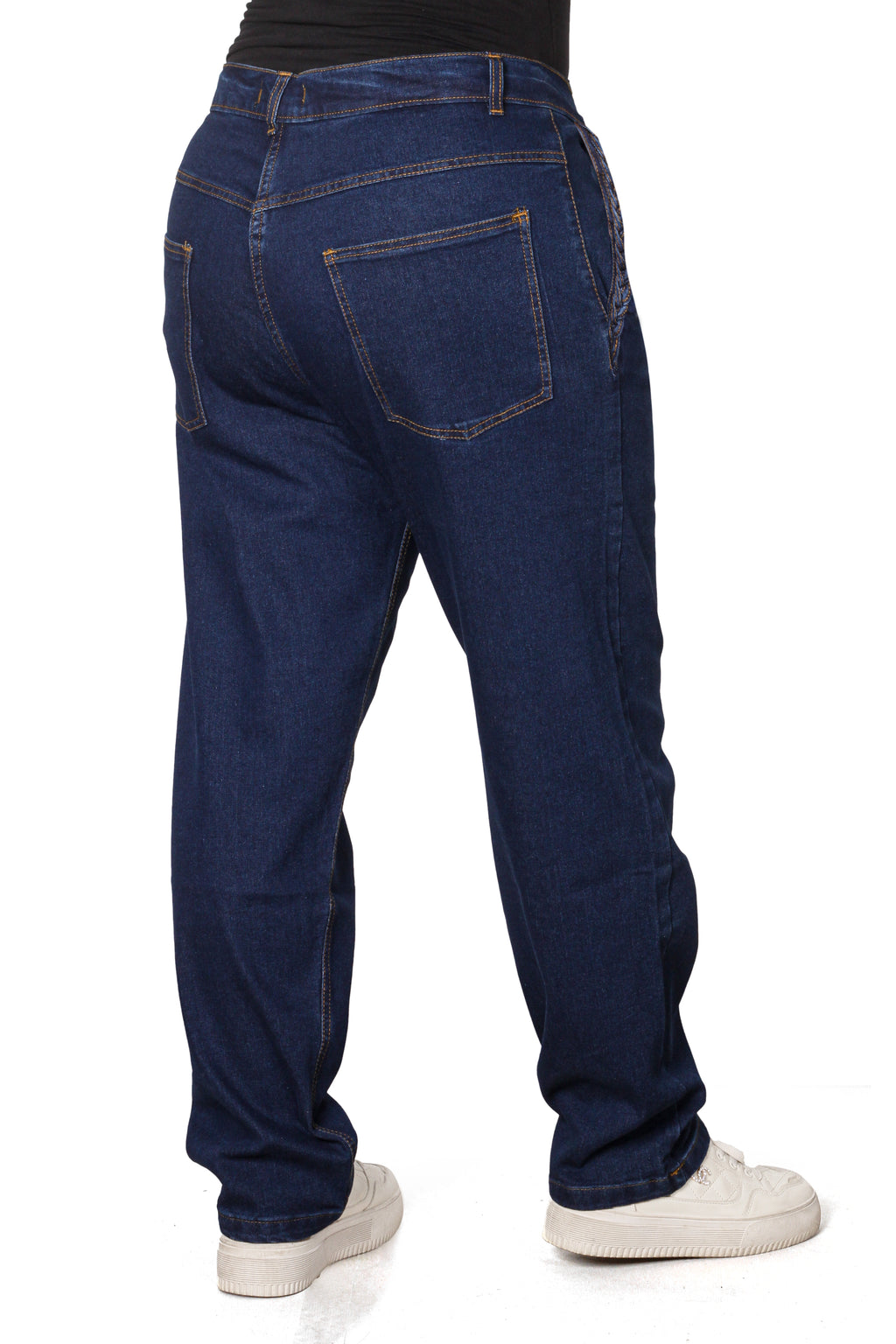 Premium Dark Wash Straight-Leg Jeans with Braided Pocket Detail