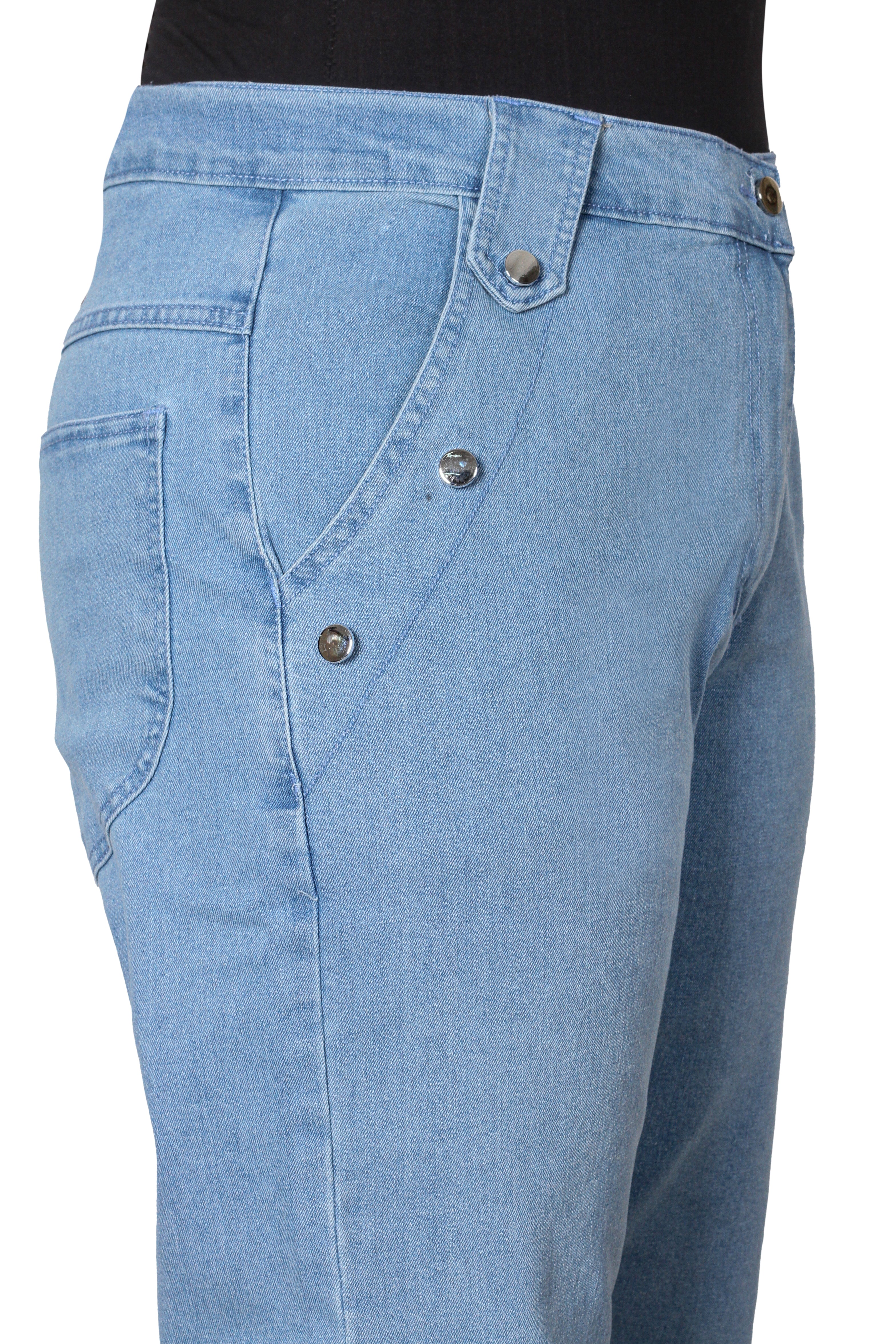 Retro High-Waisted Straight-Leg Jeans with Button Detailing