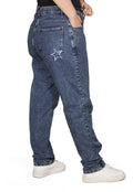 Vintage Acid-Wash Mom Jeans with Star Detail