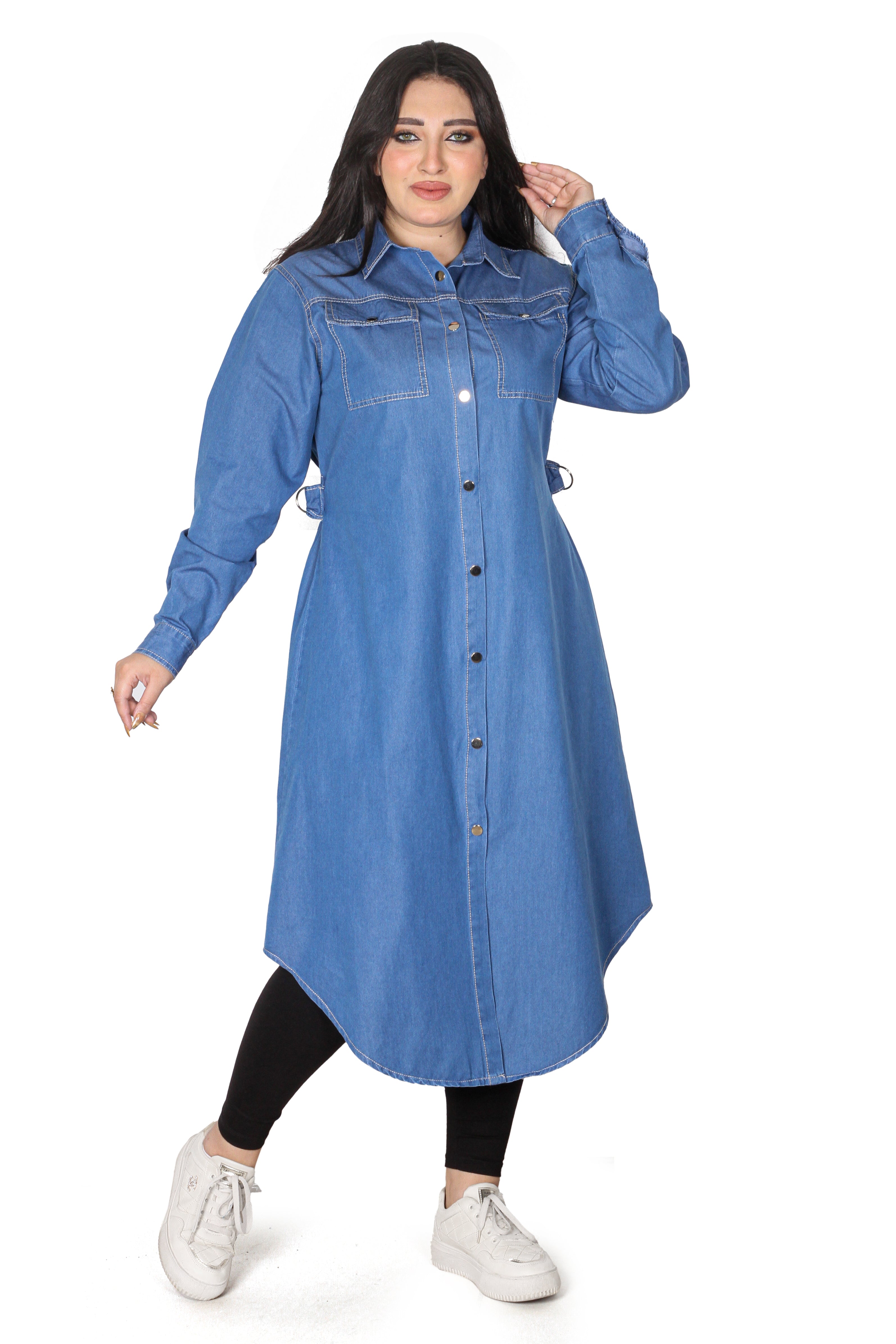Chic Button-Down Denim Tunic Dress