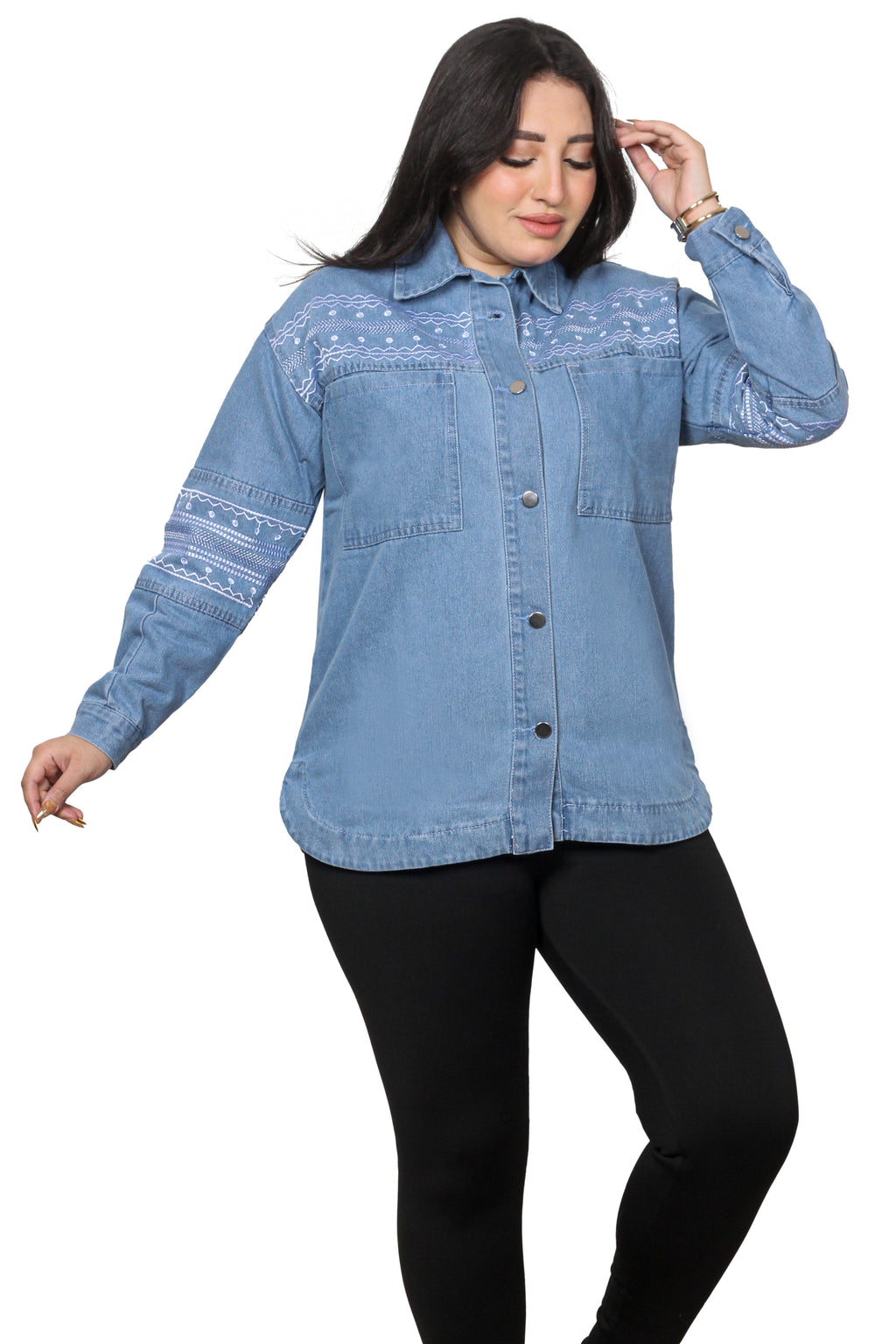 Embroidered Light Wash Denim Jacket