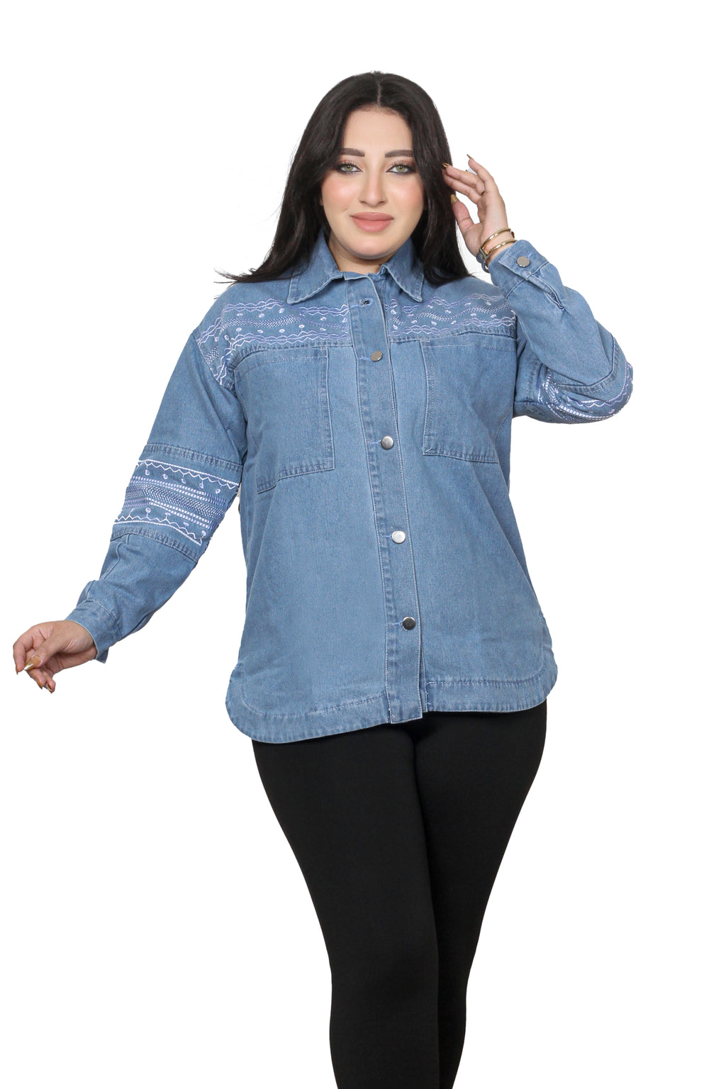 Embroidered Light Wash Denim Jacket